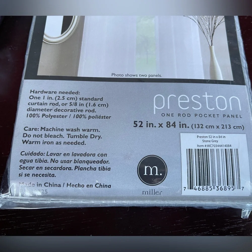 Preston Sheer Rod Pocket Panels Gray 52in x 84in Two Panels